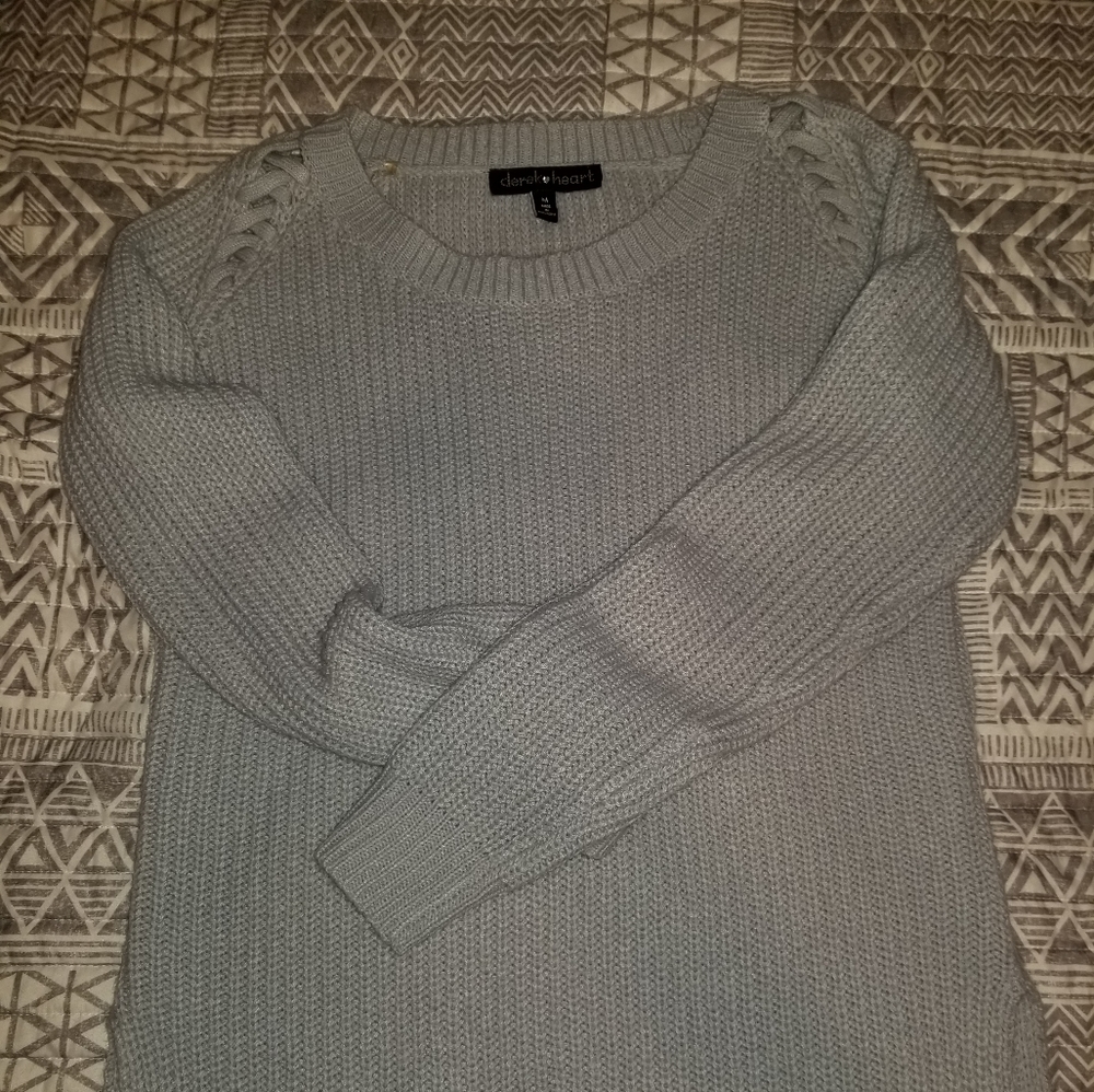 Derek heart blueish grayish cute sweater